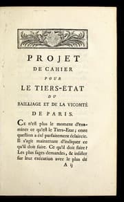Tapa de Projet de cahier pour le Tiers-État du bailliage et de la vicomté de Paris