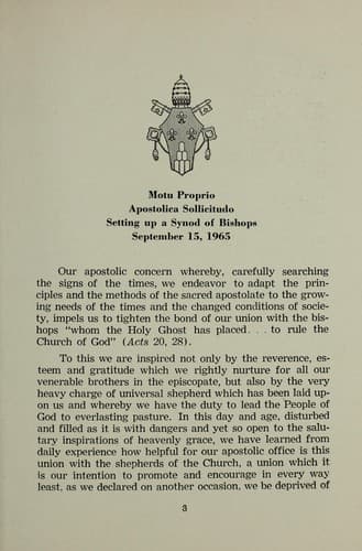 Tapa de Apostolica sollicitudo