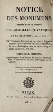 Tapa de Notice des monumens exposés dans le Cabinet des médailles et antiques de la Bibliothèque du roi