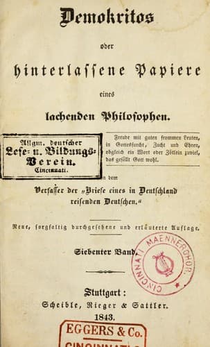 Tapa de Demokritos; oder, Hinterlassene Papiere eines lachenden Philosophen ...