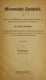 Tapa de Mnemonisches spru cheheft, oder, Abdruck von 317 Bibeltexten mit mnemonischen hu lfsmitteln zur einpra gung der dazu geho renden schriftstellen
