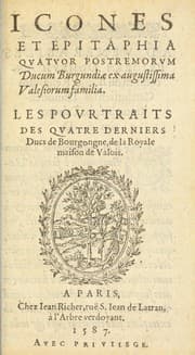 Tapa de Icones et epitaphia qvatvor postremorvm ducum Burgundiae ex augustissima Valesiorum familia =