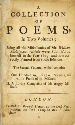 Tapa de Poems (Lover's Complaint / Sonnets)