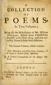 Tapa de Poems (Lover's Complaint / Sonnets)