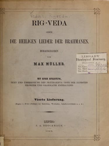 Tapa de Rig-veda, oder, Die heiligen lieder der Brahmanen