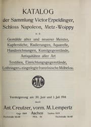 Tapa de Katalog der sammlung Victor Erpeldinger, Schloss Napoleon, Metz-Wirpy... gem©Þlde alter und neuerer meister, kupferstiche... antiquit©Þten... textilien... zeichnungen... m©œbel