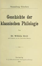 Tapa de Geschichte der klassischen Philologie