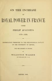 Tapa de On the increase of royal power in France under Philip Augustus, 1179-1223