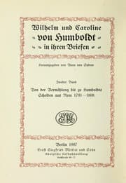 Tapa de Wilhelm und Caroline von Humboldt in ihren Briefen