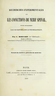 Tapa de Recherches exp©♭rimentales sur les fonctions du nerf spinal