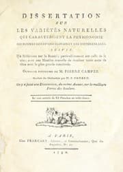 Tapa de Dissertation sur les variétés naturelles qui caractérisent la physionomie des hommes des divers climats et des différens ages