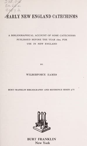 Tapa de Early New England catechisms