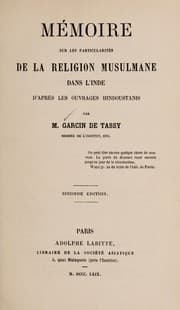 Tapa de Me moire sur les particularite s de la religion musulmane dans l'Inde d'apre  s les ouvrages hindoustanis