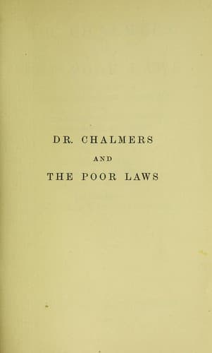 Tapa de Dr. Chalmers and the poor laws