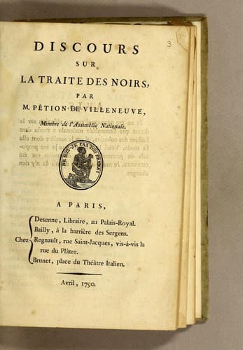 Tapa de Discours sur le traite des noirs
