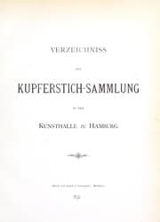 Tapa de Verzeichniss der Kupferstich Sammlung in der Kunsthalle zu Hamburg