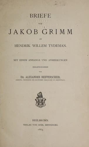 Tapa de Briefe an Hendrik Willem Tydeman