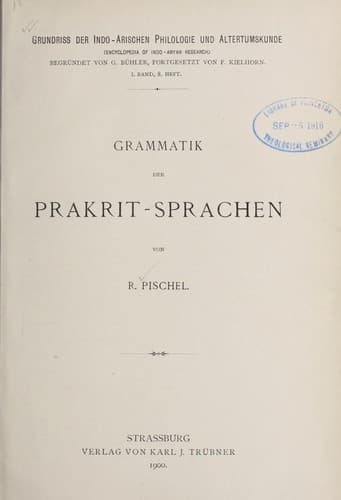 Tapa de Grammatik der Prakrit-Sprachen