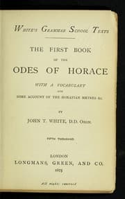 Tapa de THE FIRST BOOK OF THE ODES OF HORACE