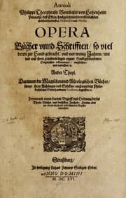 Tapa de Aureoli Philippi Theophrasti Bombasts von Hohenheim Paracelsi ... Opera Bücher vnd Schrifften