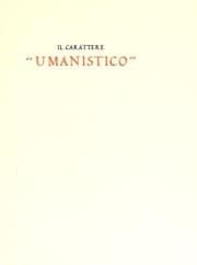 Tapa de Il Carattere "umanistico" di Ant. Sinibaldi e libro bello