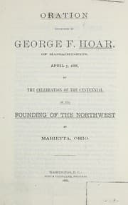 Tapa de Oration delivered by George F. Hoar, of Massachusetts, April 7, 1888