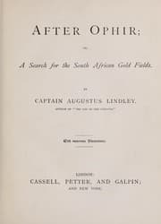 Tapa de After Ophir, or, A search for the South African gold fields