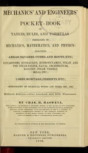 Tapa de Mechanics' and engineers' pocket-book of tables, rules, and formulas pertaining to mechanics, mathematics, and physics