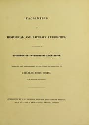 Tapa de Facsimiles of historical and literary curiosities, accompanied by etchings of interesting localities