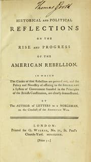 Tapa de Historical and political reflections on the rise and progress of the American rebellion