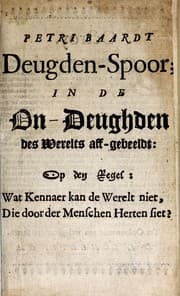 Tapa de Petri Baardt Devgden-spoor in de on-devghden des werelts aff-gebeeldt