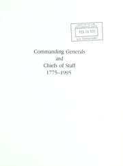 Tapa de Commanding generals and chiefs of staff, 1775-1995