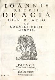 Tapa de Ioannis Rhodii De acia dissertatio ad Cornelii Celsi mentem