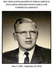 Tapa de Rev. Donald Wahlgren Funeral Service Including Prayers with Family and Committal Service