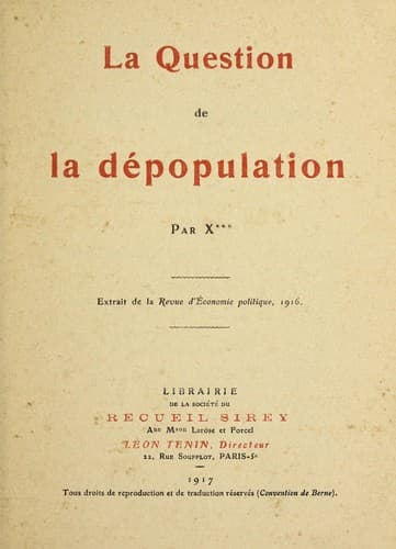 Tapa de La question de la de population