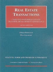 Tapa de Statute Form And Problem Supplement To Real Estate Transactions