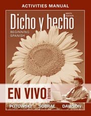 Tapa de Dicho En Vivo Beginning Spanish Activities Manual