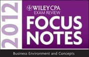 Tapa de Wiley Cpa Exam Review Focus Notes Business Environment And Concepts 2012