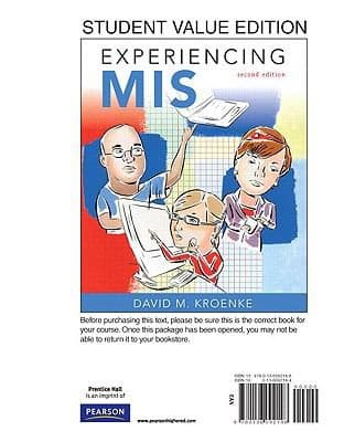 Tapa de Experiencing MIS Student Value Edition
