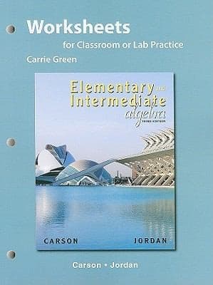 Tapa de Elementary and Intermediate Algebra Worksheets for Classroom or Lab Practice