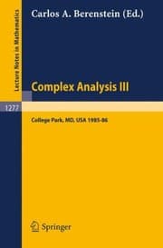 Tapa de Complex Analysis Proceedings Of The Special Year Held At The University Of Maryland College Park 19851986