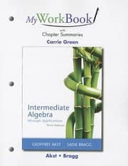 Tapa de Intermediate Algebra Through Applications Myworkbook With Chapter Summaries