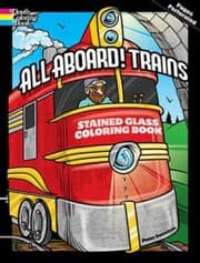 Tapa de All Aboard Trains Stained Glass Coloring Book