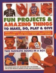 Tapa de Fun Projects Amazing Things To Make Do Play Give Two Fantastic Books In A Box The Ultimate Rainyday Collection With 220 Exciting Stepbystep Projects Shown In Over 3000 Photographs