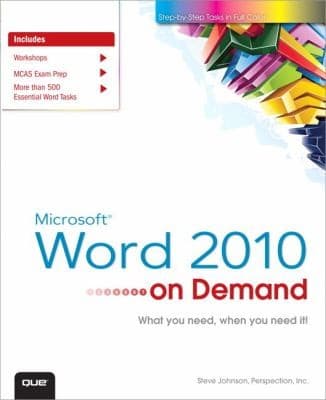 Tapa de Microsoft Word 2010 On Demand