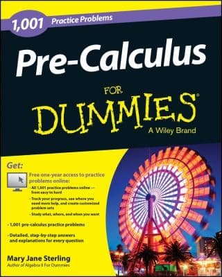 Tapa de 1001 Precalculus Practice Problems For Dummies