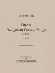 Tapa de Fifteen Hungarian Peasant Songs For Piano 191417