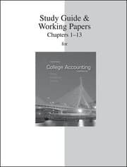 Tapa de Study Guide  Working Papers to Accompany College Accounting Chapters 113