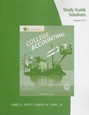 Tapa de College Accounting Study Guide Solutions Chapters 1015