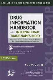 Tapa de Drug Information Handbook With International Trade Names Index